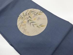 金彩手描き丸文に花葉模様刺繍名古屋帯